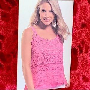 Charlie Paige Boho Festival Pink Crochet Tank Top